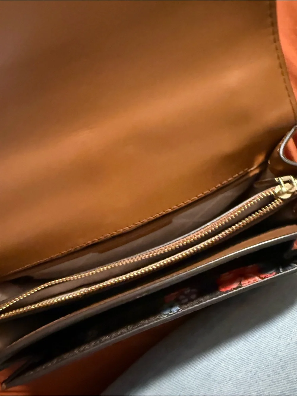 Michael Kors Brown Floral Chain Crossbody with Gold-Tone Hardware